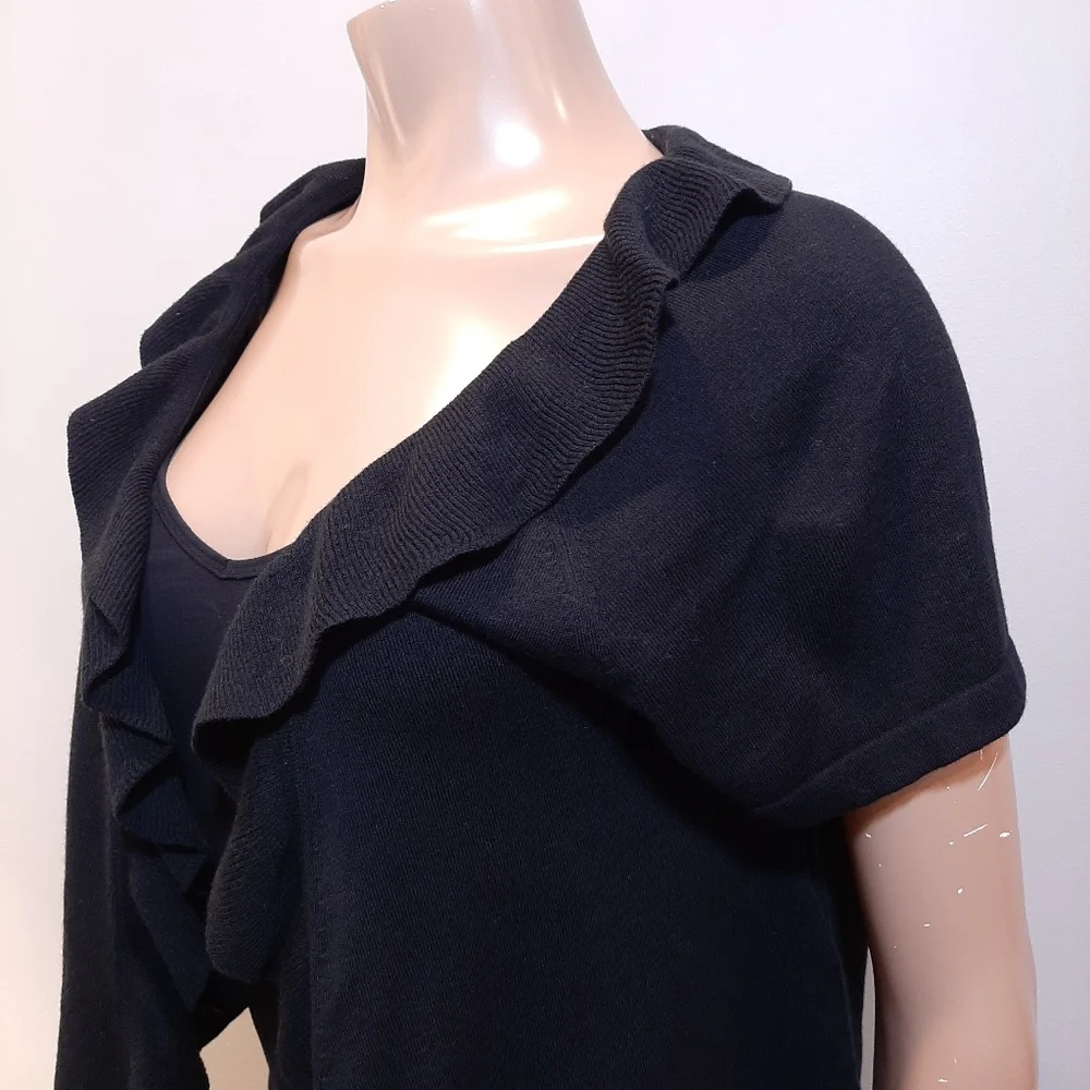 3/$20 Banana Republic Ruffled Open Cardigan Sweater Merino Wool Short Sleeve - Picture 5 of 12